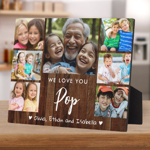 Love You Pop 7 Photo Rustic Wood Keepsake Plaque