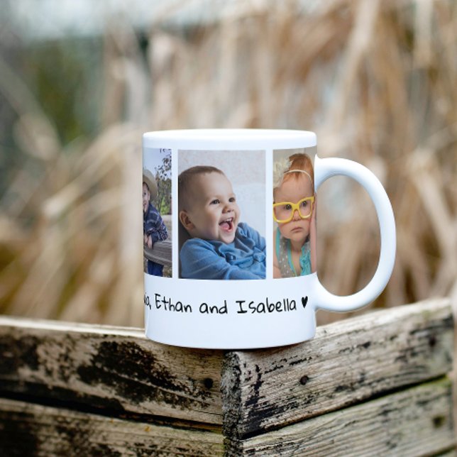 Love You Pop Grandkids Names 5 Photo Collage Coffee Mug (Creator Uploaded)