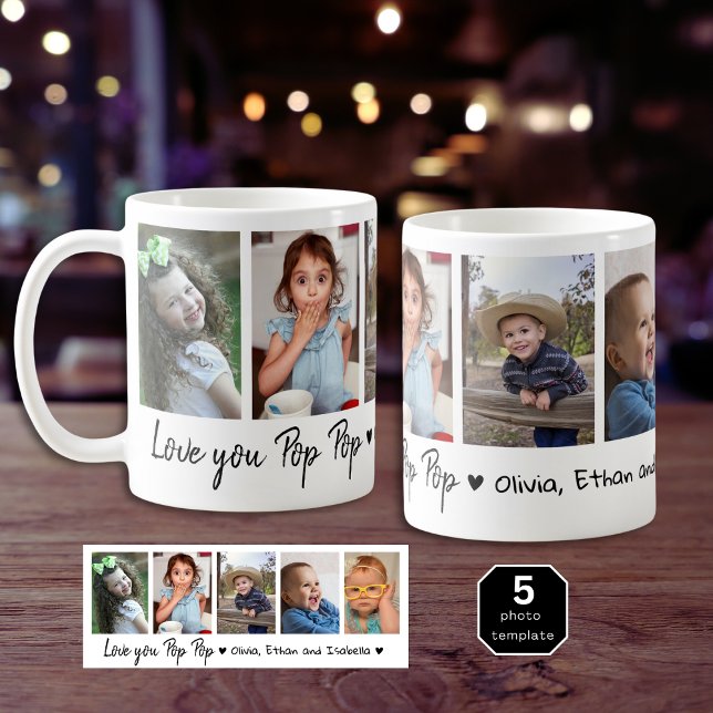 Love You Pop Pop Grandchildren 5 Photo Collage   Coffee Mug (Love You Pop Pop Grandchildren 5 Photo Collage Coffee Mug
)