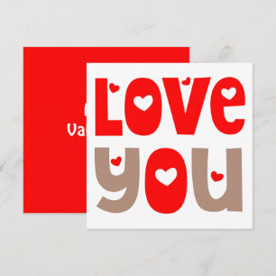 Love You Quote Happy Valentines Day Red White Card