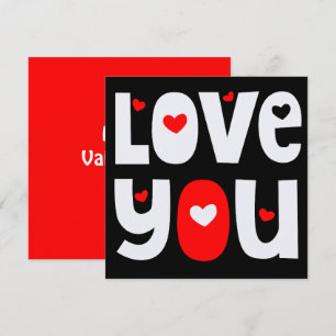 Love You Quote Happy Valentines White Red Black Card