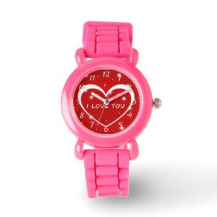 Love you red and white heart watch