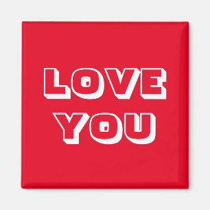 Love you red and white modern bold typography cute magnet