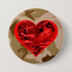 Love You Red Camo Heart Military Valentine Button