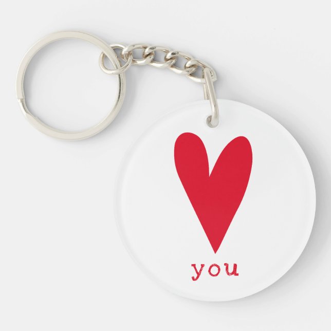 Love You | Red Heart Key Ring (Front)