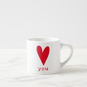 Love You   Red Heart Valentine's Day Espresso Cup