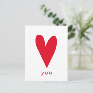 Love You   Red Heart Valentine's Day Holiday Postcard