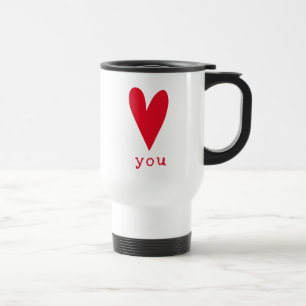 Love You   Red Heart Valentine's Day Travel Mug