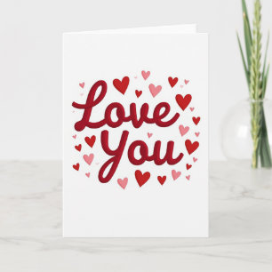 Love You Red Hearts Card