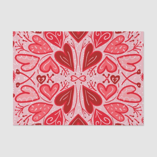 Love You Red Hearts Valentine   Tissue Paper (Front)