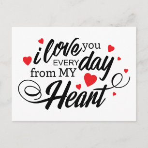 Love You Red Hearts Valentines Wedding Engagement Postcard