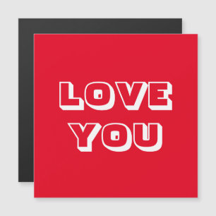 Love You red modern bold typography magnetic card