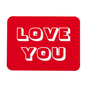 Love You, red white modern bold Magnet