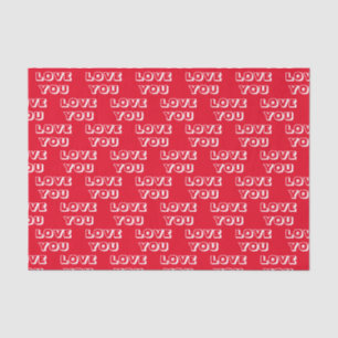 Love You, red white modern bold Tissue Paper
