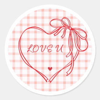 “Love You Ribbon Heart” Classic Round Sticker