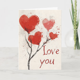 Love You Romantic Heart Holiday Card