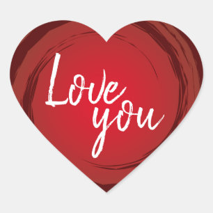 Love You Romantic Valentine's Red Heart Sticker