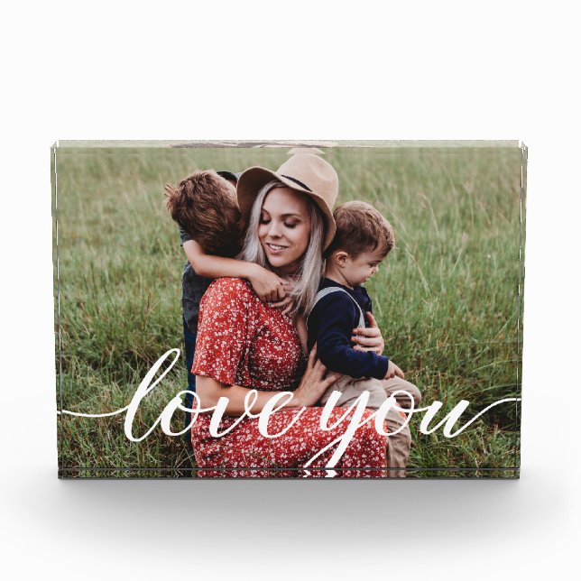 Love You Script Personalised Photo Block (Front)