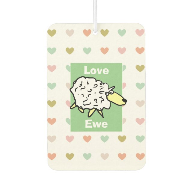 Love You Sheep Pun Car Air Freshener (Front)