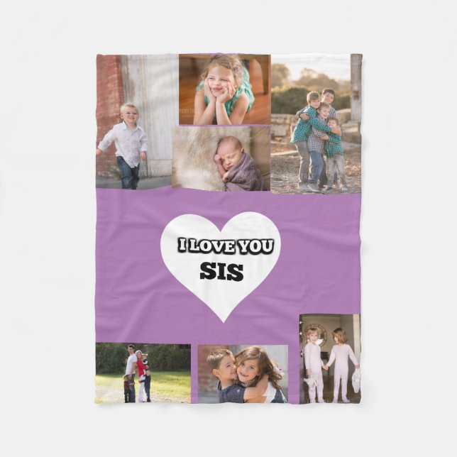 Love You Sis Inside A Heart Fleece Blanket (Front)