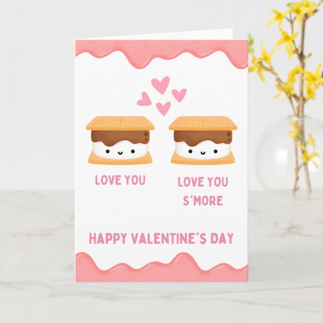 Love You Smore Valentine's Day Holiday Card (Yellow Flower)
