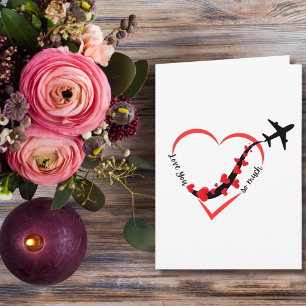 Love You so much Heart & Aeroplane Romantic Simple Card