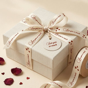 Love You So Much Heart Satin Ribbon Elegant