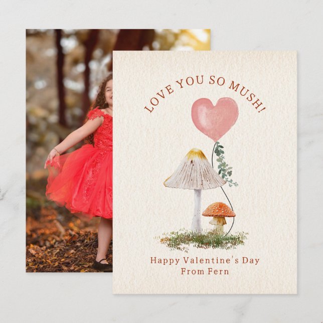 Love You So Mush Mushroom School Valentine Photo Postcard (Front/Back)