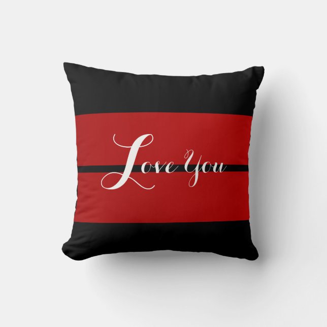 Love You - Squared Red  Cushion (Front)