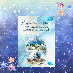 Love You Stepdad Blue Smoky Mountains Lake Fishing Holiday Card