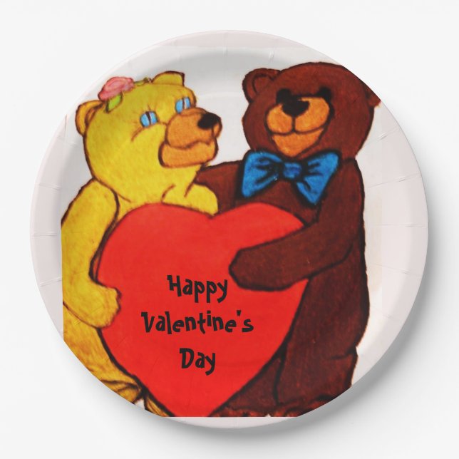 LOVE YOU TEDDY BEAR  PAPER PLATE (Front)