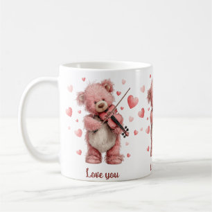 Love You Teddy with Violin Coffee Mug