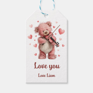 Love You Teddy with Violin Gift Tags