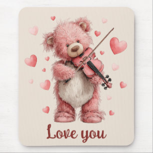 Love You Teddy with Violin Mouse Mat
