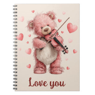 Love You Teddy with Violin Notebook