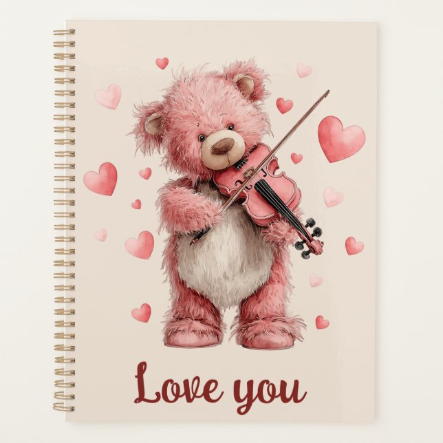 Love You Teddy with Violin Planner (Front)