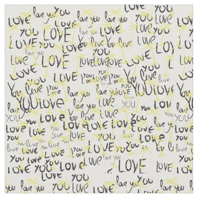 Love You Text Art  Fabric (Close Up)