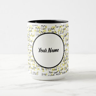 Love You Text Art Mug