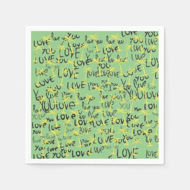 Love You Text Art  Napkin (Front)