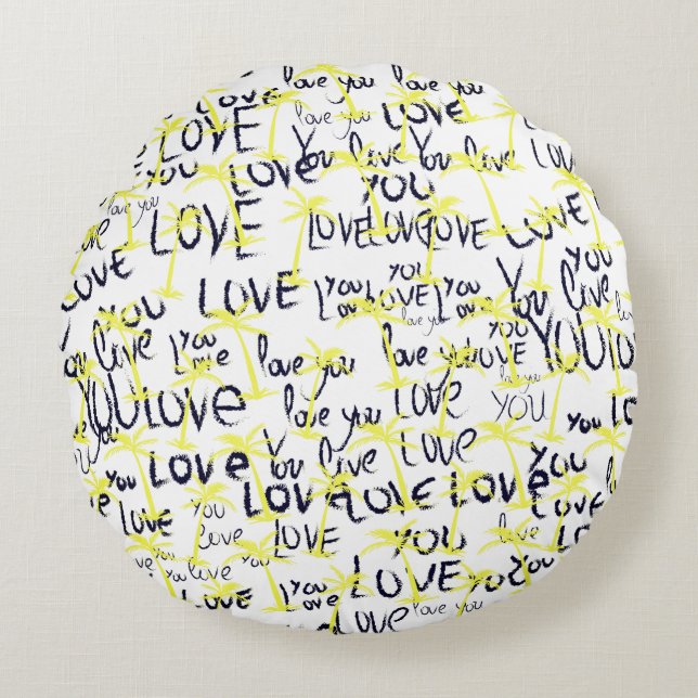 Love You Text Art  Round Cushion (Front)