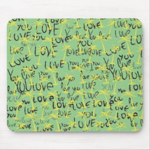 Love You Text Pattern Creative Typography Mouse Mat