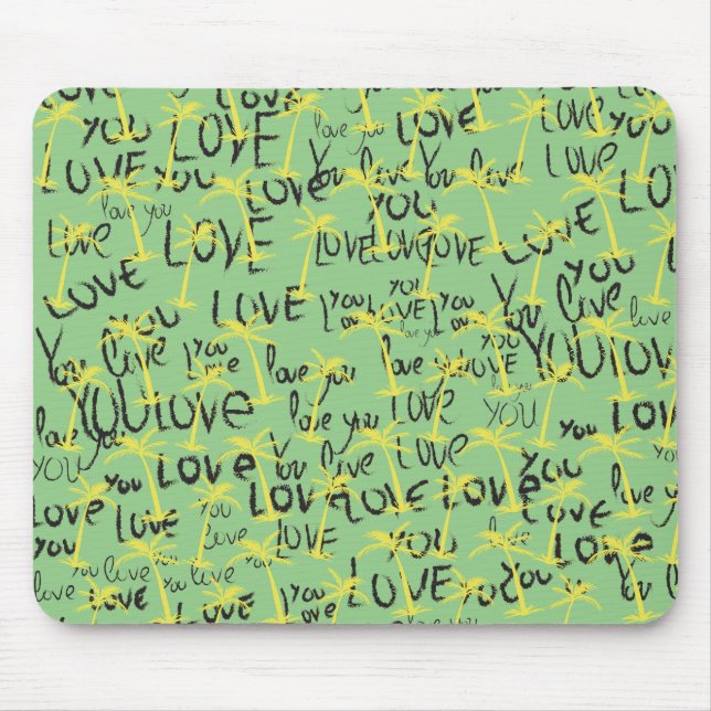 Love You Text Pattern Creative Typography  Mouse Mat (Front)