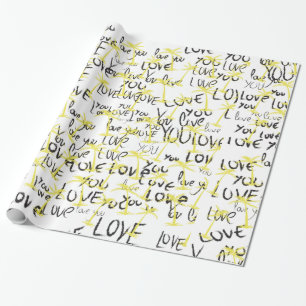 Love You Text Pattern Creative Typography Wrapping Paper