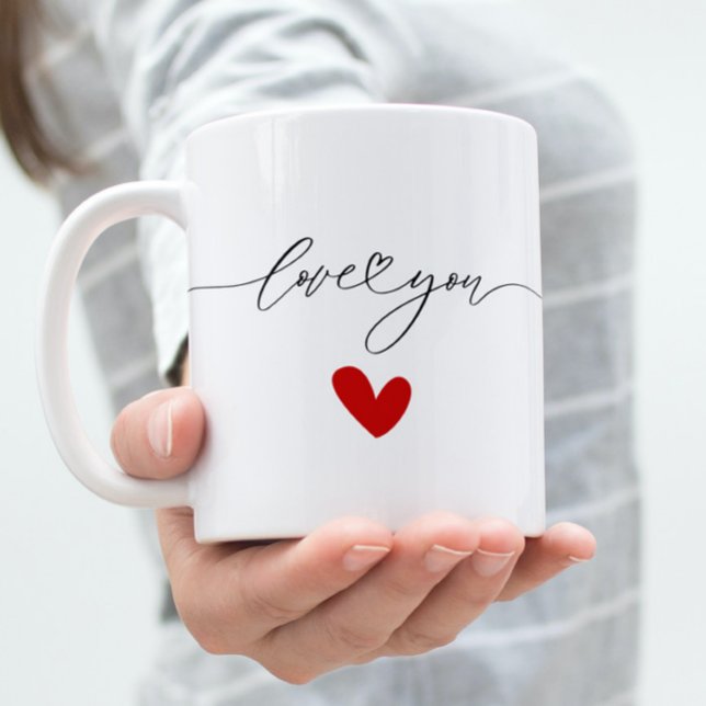 Love you  text with cute red heart coffee mug (Creator Uploaded)
