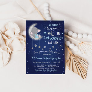 Love You The Moon and Back Baby Shower Invitation