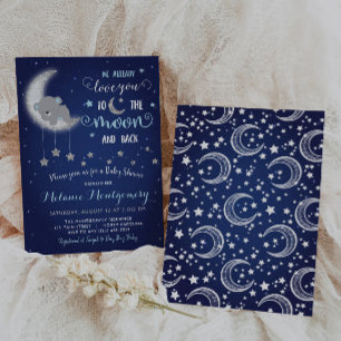 Love You The Moon and Back Baby Shower Invitation