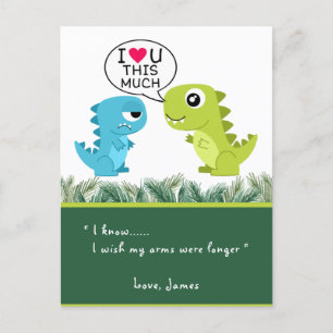 LOVE YOU THIS MUCH   Funny T-Rex Valentine's Day Holiday Postcard