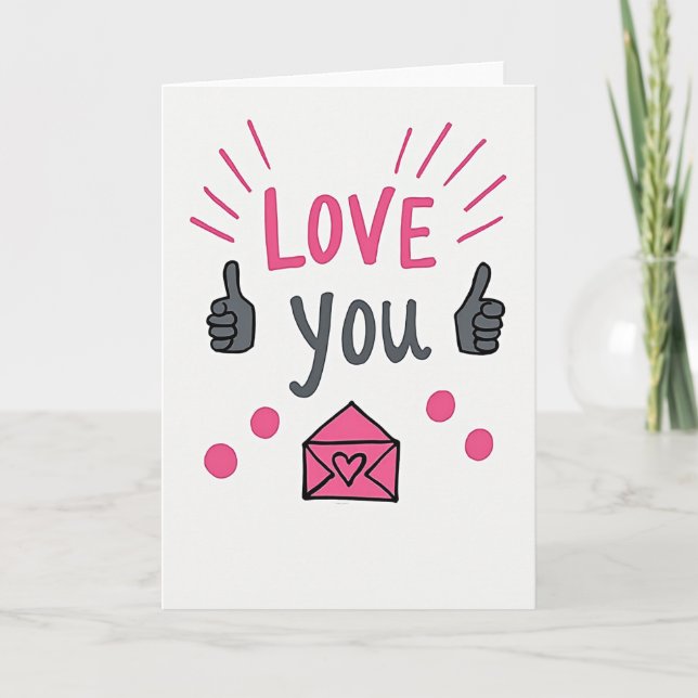 Love You Thumbs Up Fun Card (Front)