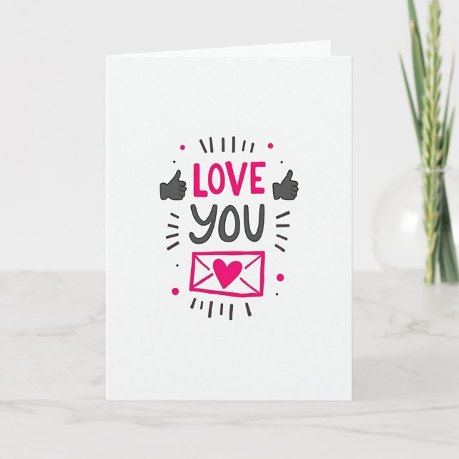 Love You Thumbs Up Greeting Card (Front)