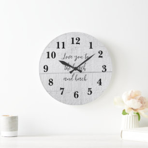 Love You to Beach and Back Rustic Large Clock